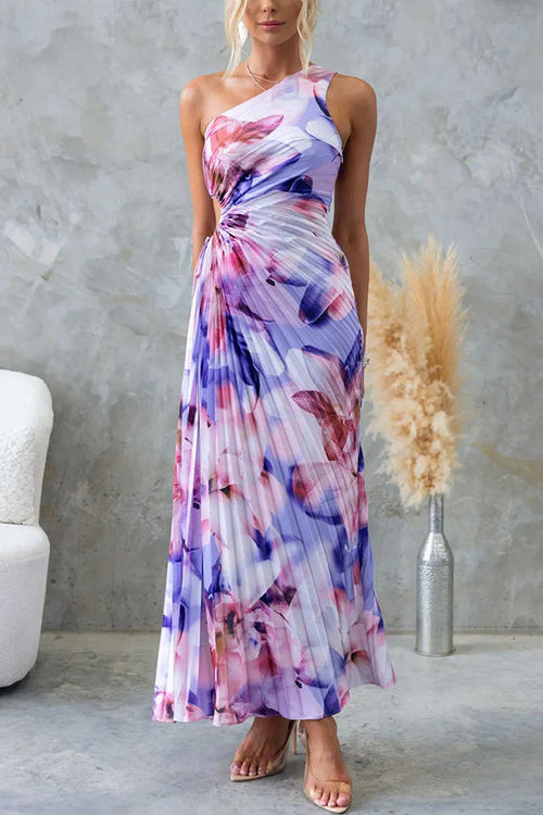 Deja | One-Shoulder Pleated Maxi Dress