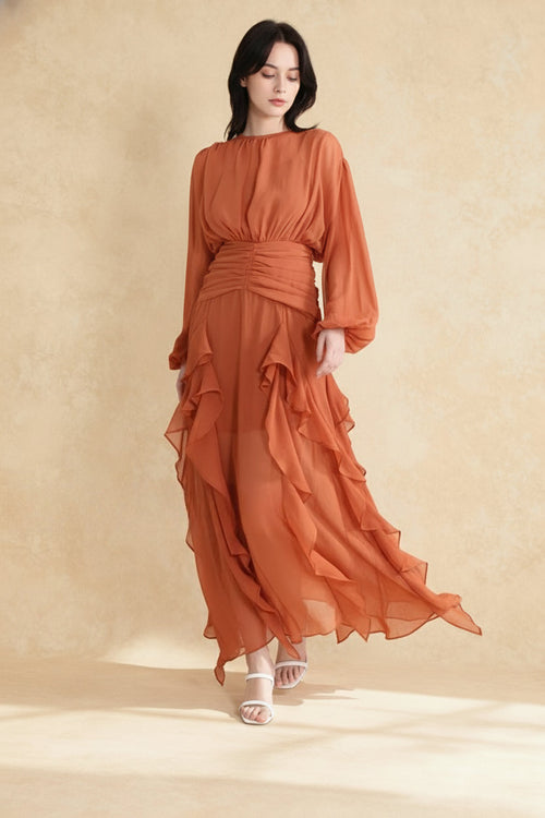 Leonie Ballon Stylish Sleeve Maxi Dress