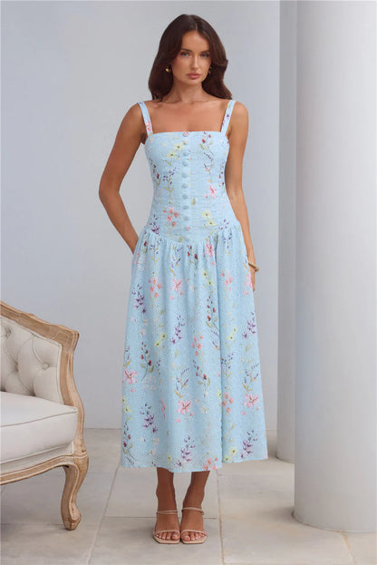 Whimsical Charm Maxi Dress Blue