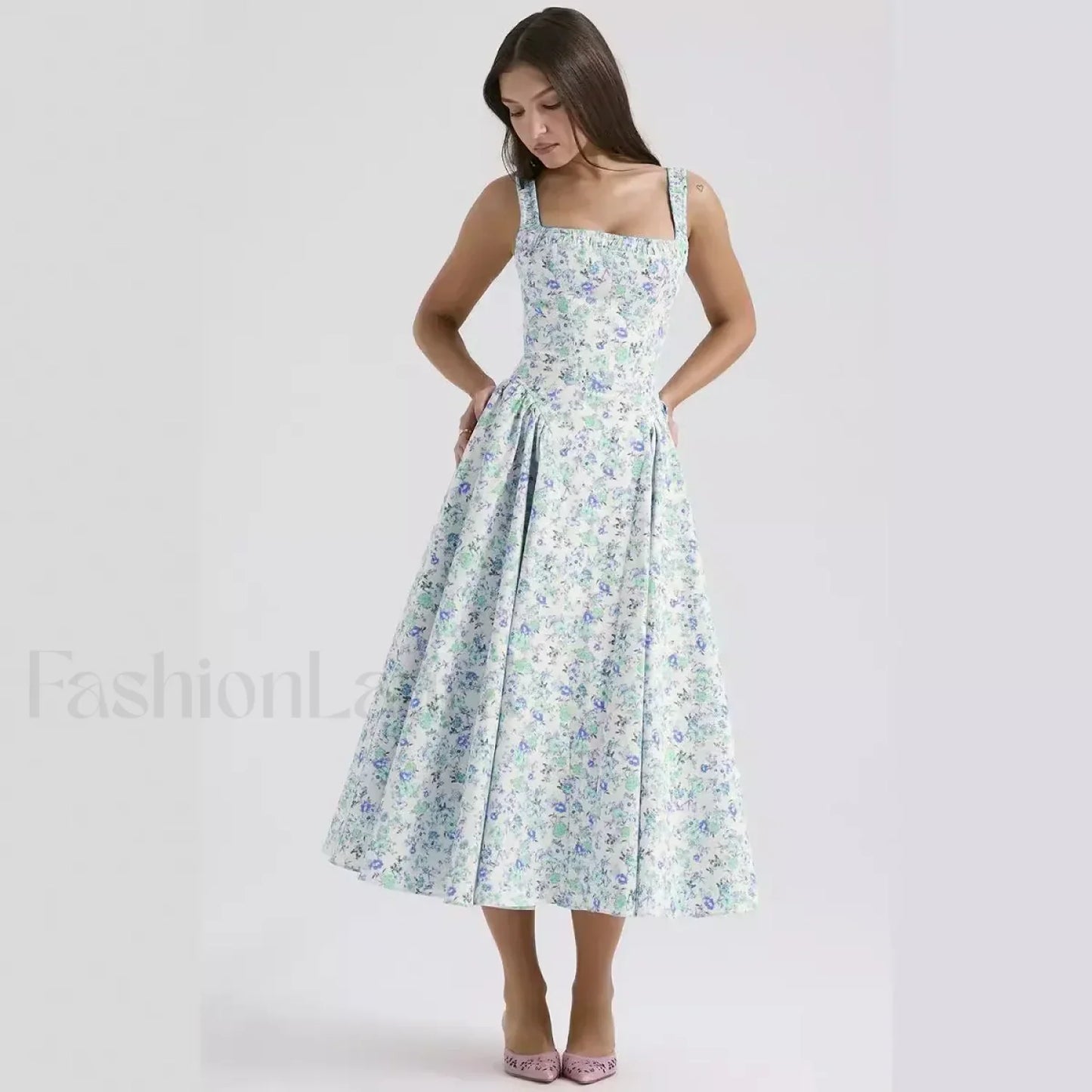 Bohemian Fragmented Flower Midi Dress
