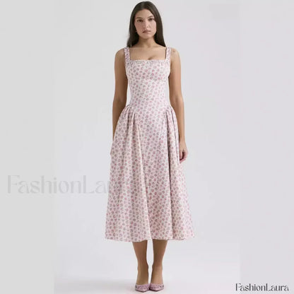 Bohemian Fragmented Flower Midi Dress
