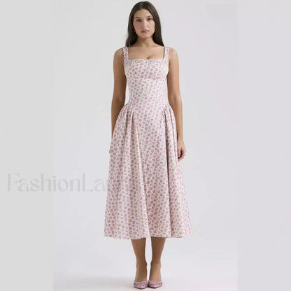 Bohemian Fragmented Flower Midi Dress