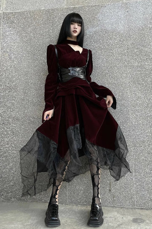 Black Mesh Gothic Maxi Dress