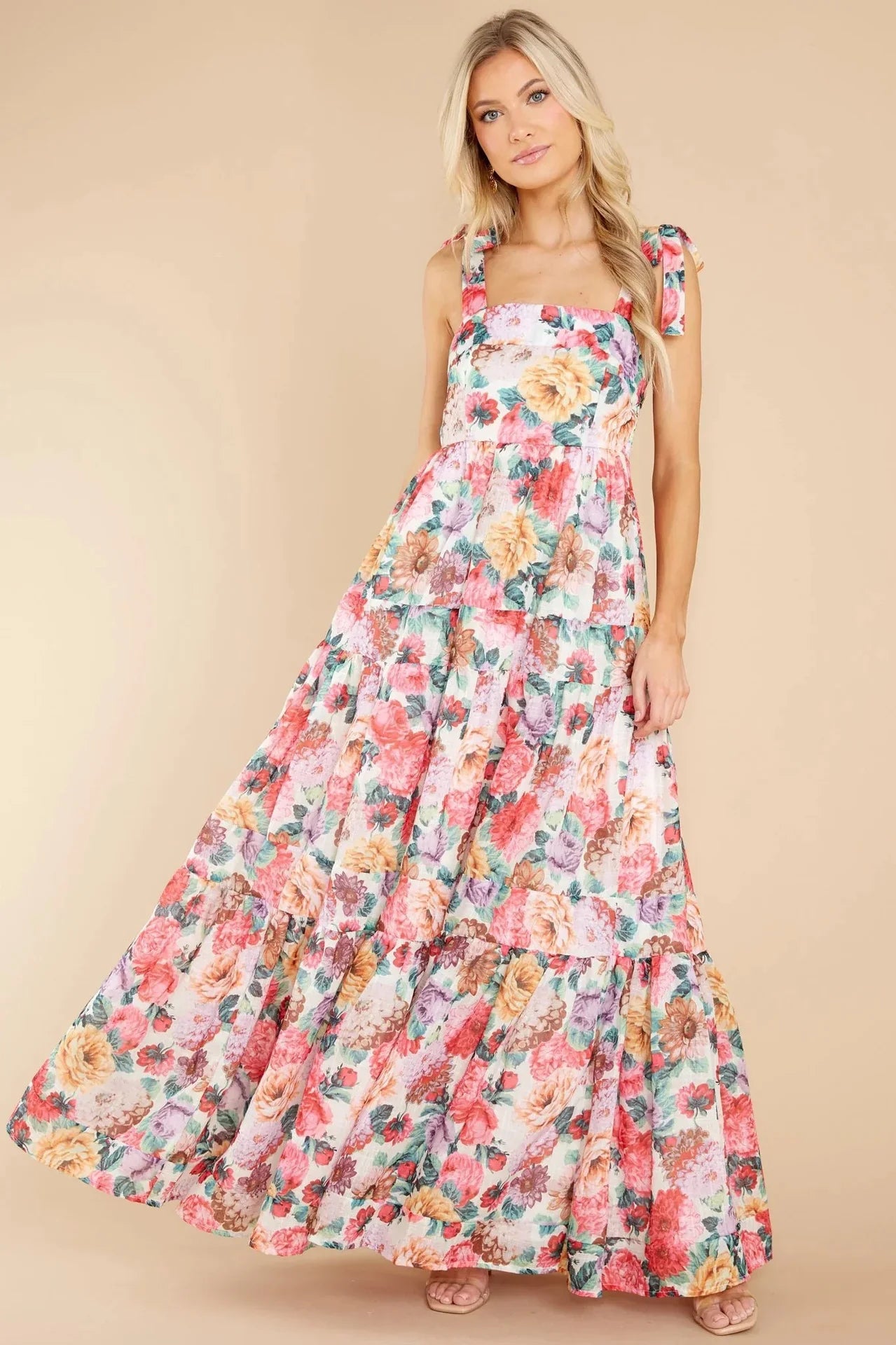 Delilah Floral Square Neck Wide Strap Maxi Dress