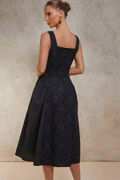 Embroidered Sleeveless Midi Dress
