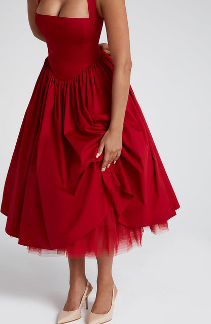 Paolina Midi Dress - Red