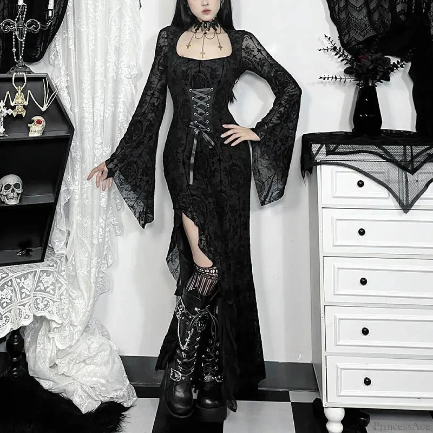 Cross Soft Long Sleeved Midi Dress