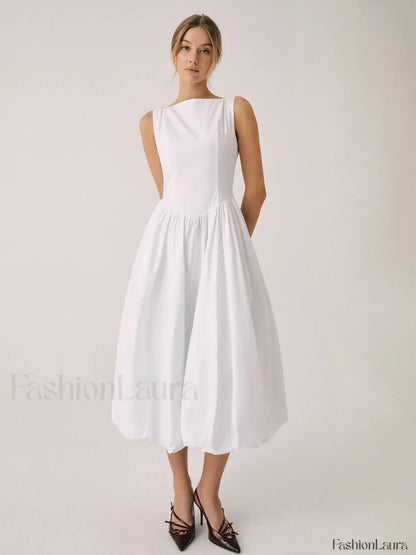 Cutout Cotton Graceful Sleeveless Midi Dress