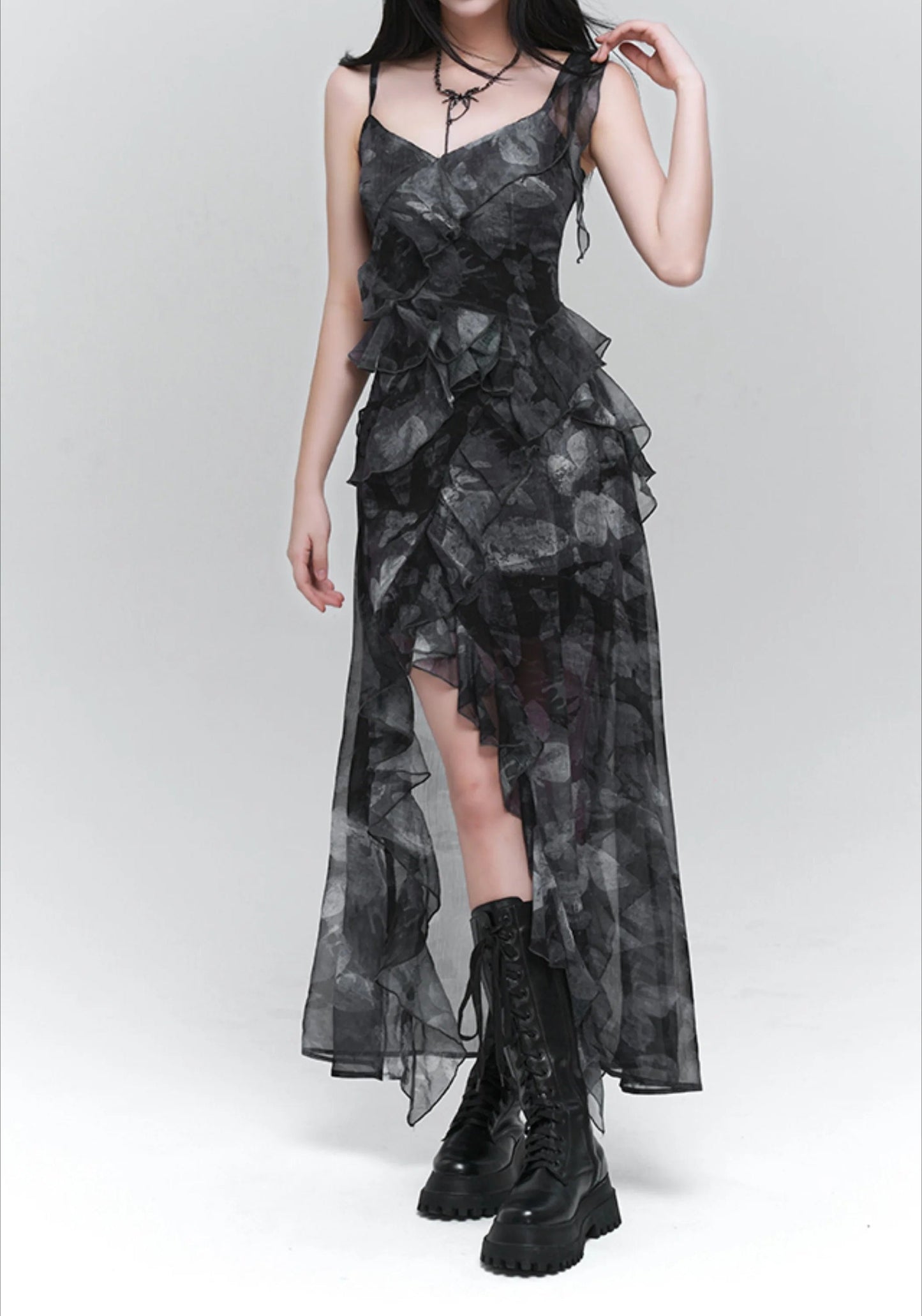 Tie-Dye V-Neck Midi Dress