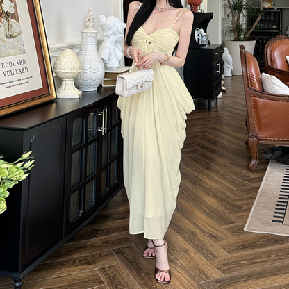 Ruched v neck hollow out cami cut out maxi dress  | Festival Outfits Women
