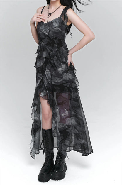 Tie-Dye V-Neck Midi Dress