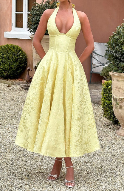 Triana Midi Dress - Lemon