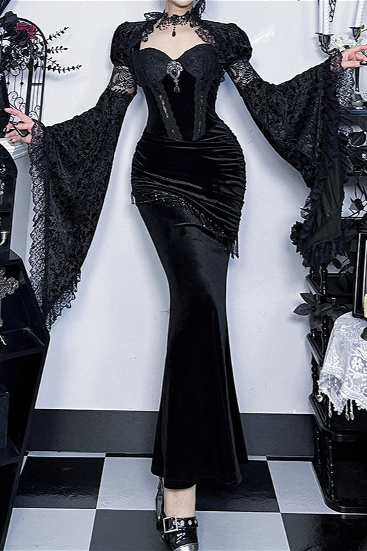 Lace Gothic Bodycon Maxi Dress