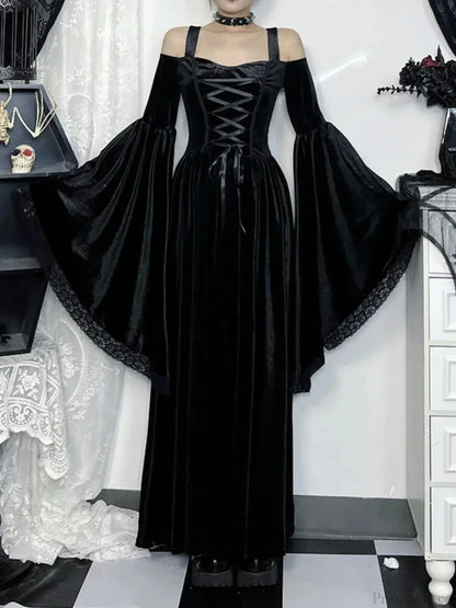 Flare Sleeve Tall Waist Bandage Maxi Dress