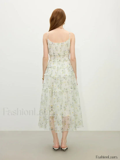 Floral Strappy X-Line Midi Dress
