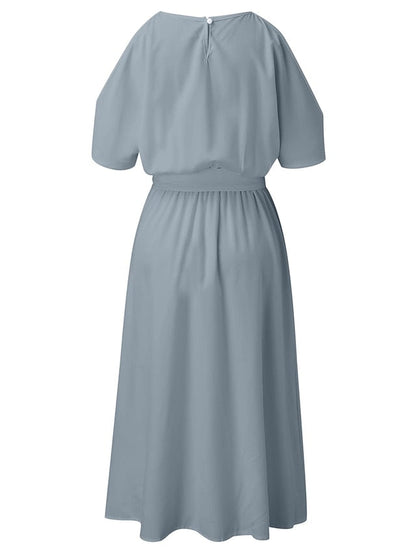 A Line Dress Midi Dress White Black Gray Sleeveless Pure Color Split Spring Summer cold shoulder Personalized Stylish Elegant Loose  S M L XL XXL for Women