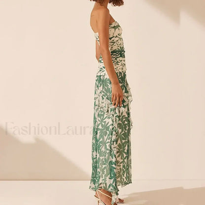 Irregular Print Chiffon Midi Dress