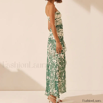 Irregular Print Chiffon Midi Dress