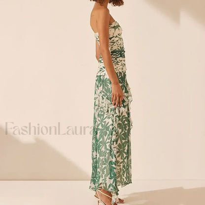 Irregular Print Chiffon Midi Dress