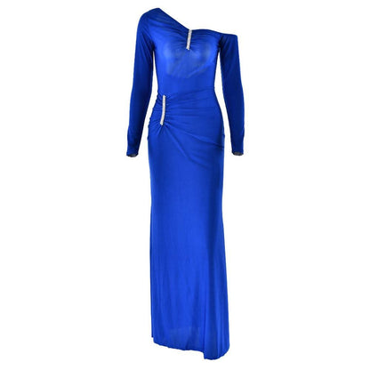 Irregular Long sleeve ruched backless slit maxi dress  | Festival Outfits Women