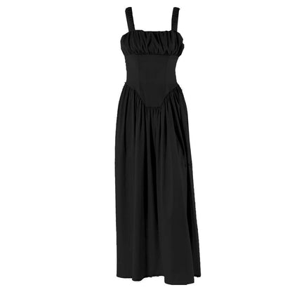 Ruched corset zip-up satin cami maxi dress  | Festival Outfits Women