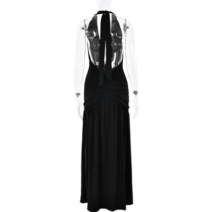 Halter deep v neck backless high slit maxi dress  | Festival Outfits Women