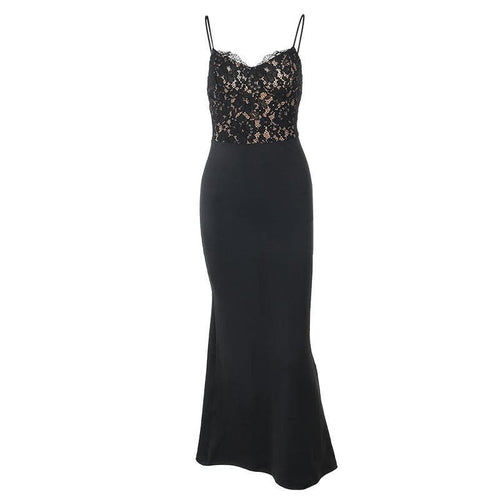 Lace patchwork v neck backless cami maxi dress  | Festival Outfits Women