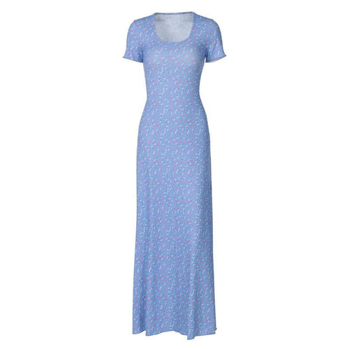 U neck flower print lace up maxi dress  | Festival Outfits Women