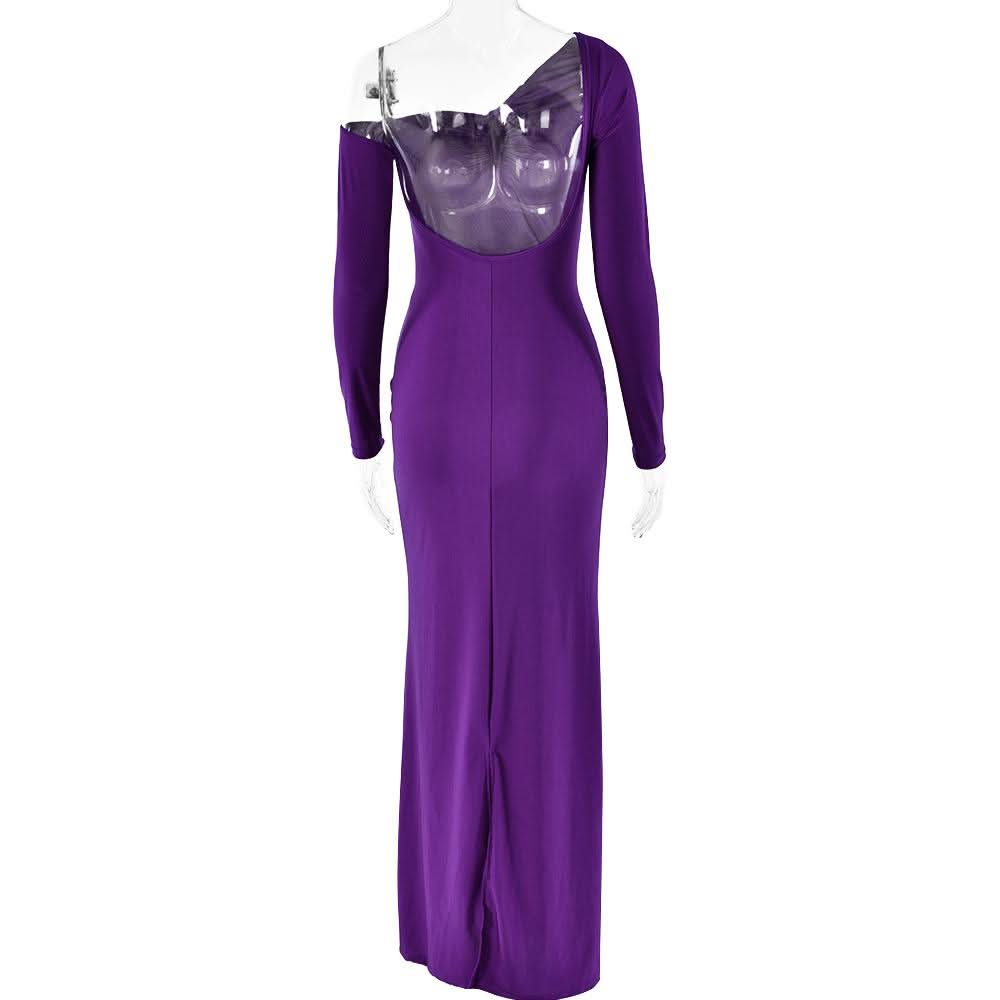 Irregular Long sleeve ruched backless slit maxi dress  | Festival Outfits Women