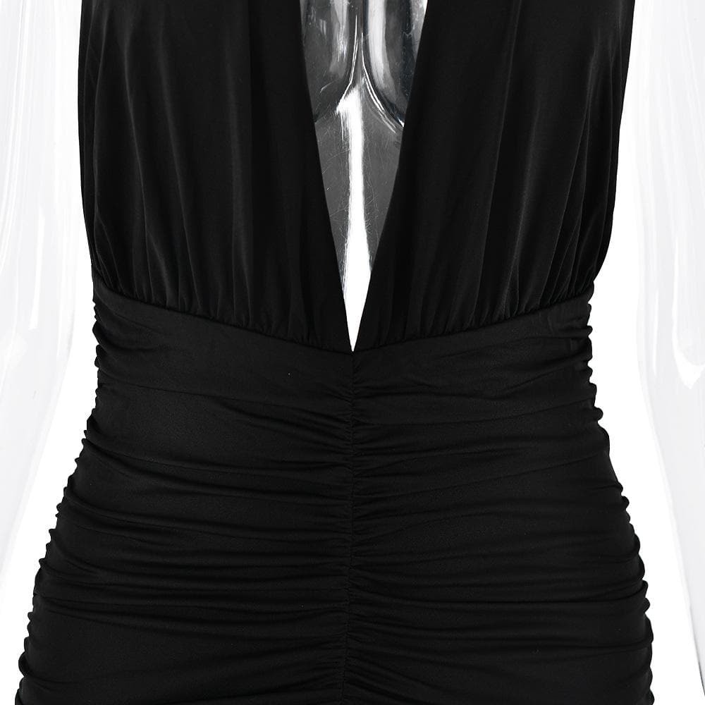 Halter deep v neck backless high slit maxi dress  | Festival Outfits Women