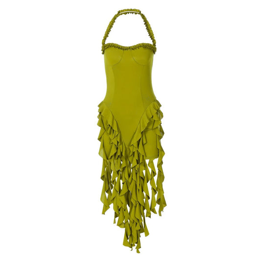 Halter ruffle backless midi dress  | Festival Outfits Women