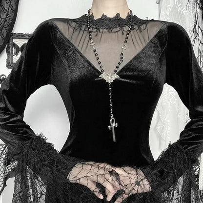Lace Patchwork Transparent Maxi Dress