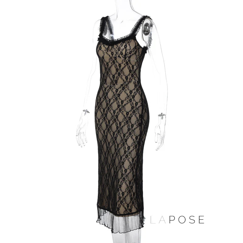 Anapaula Lace Sling Midi Dress