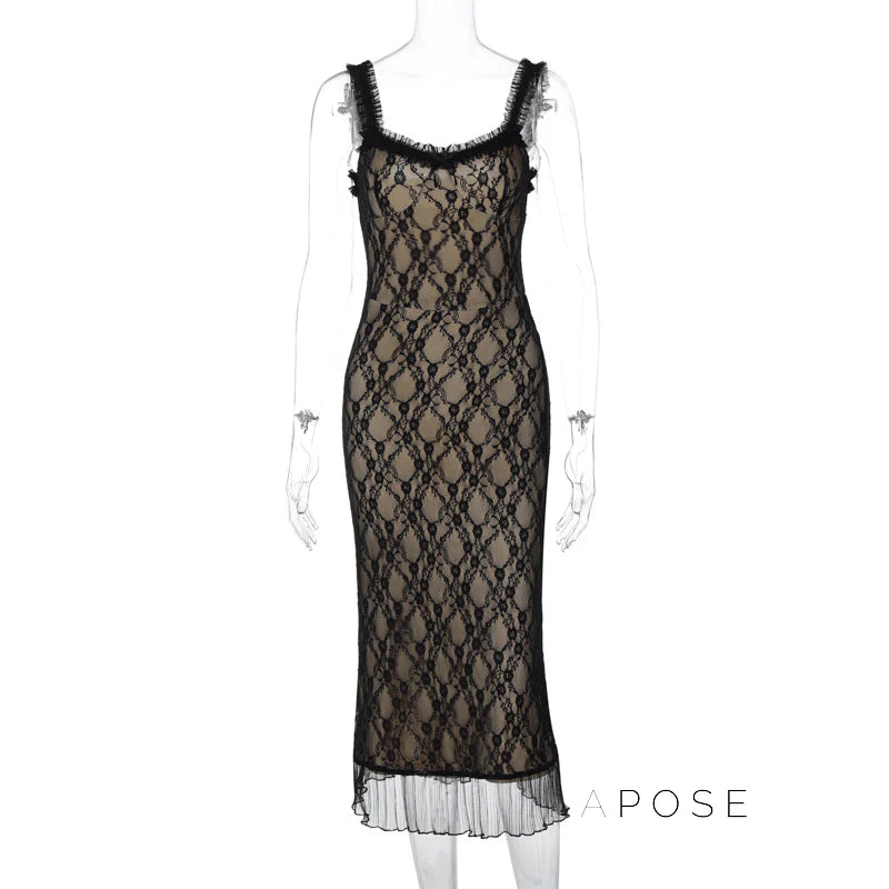 Anapaula Lace Sling Midi Dress