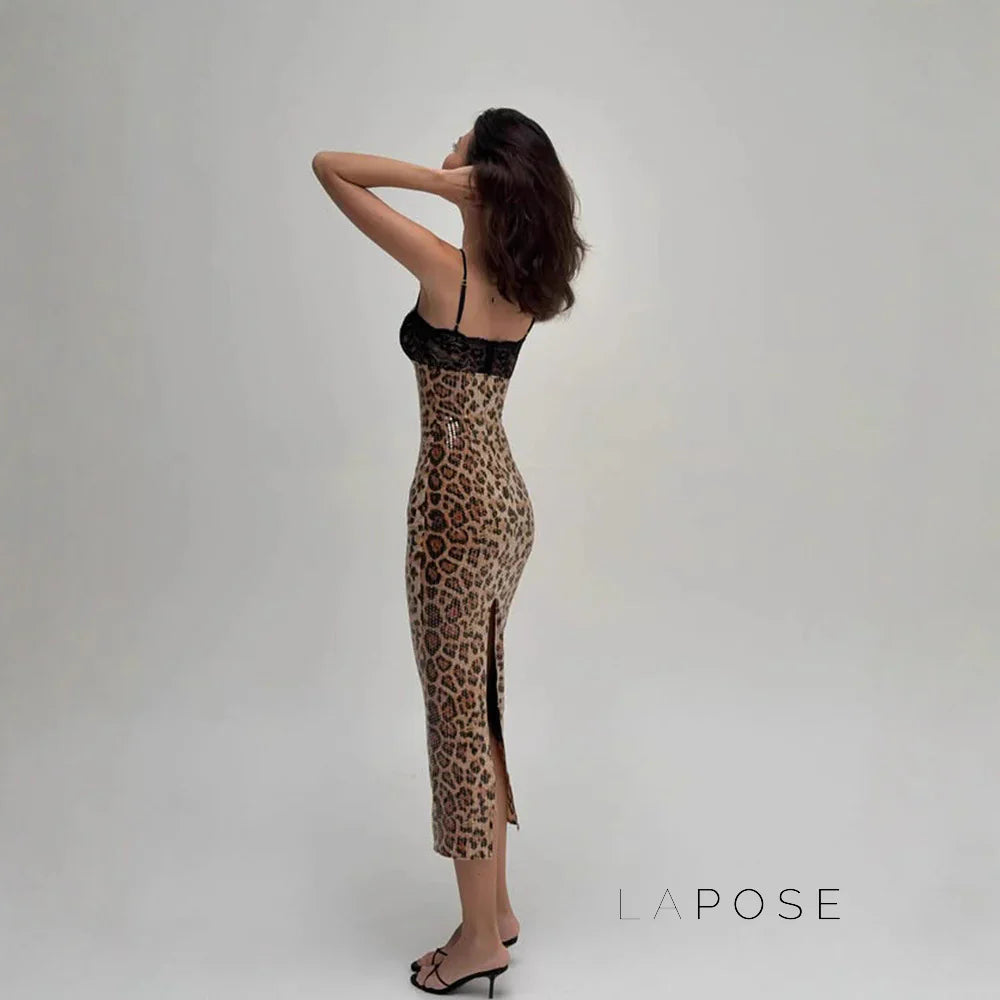 Aviyana Leopard Sequin Maxi Dress