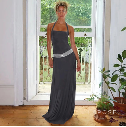 Eleanor Sequin Halter Maxi Dress