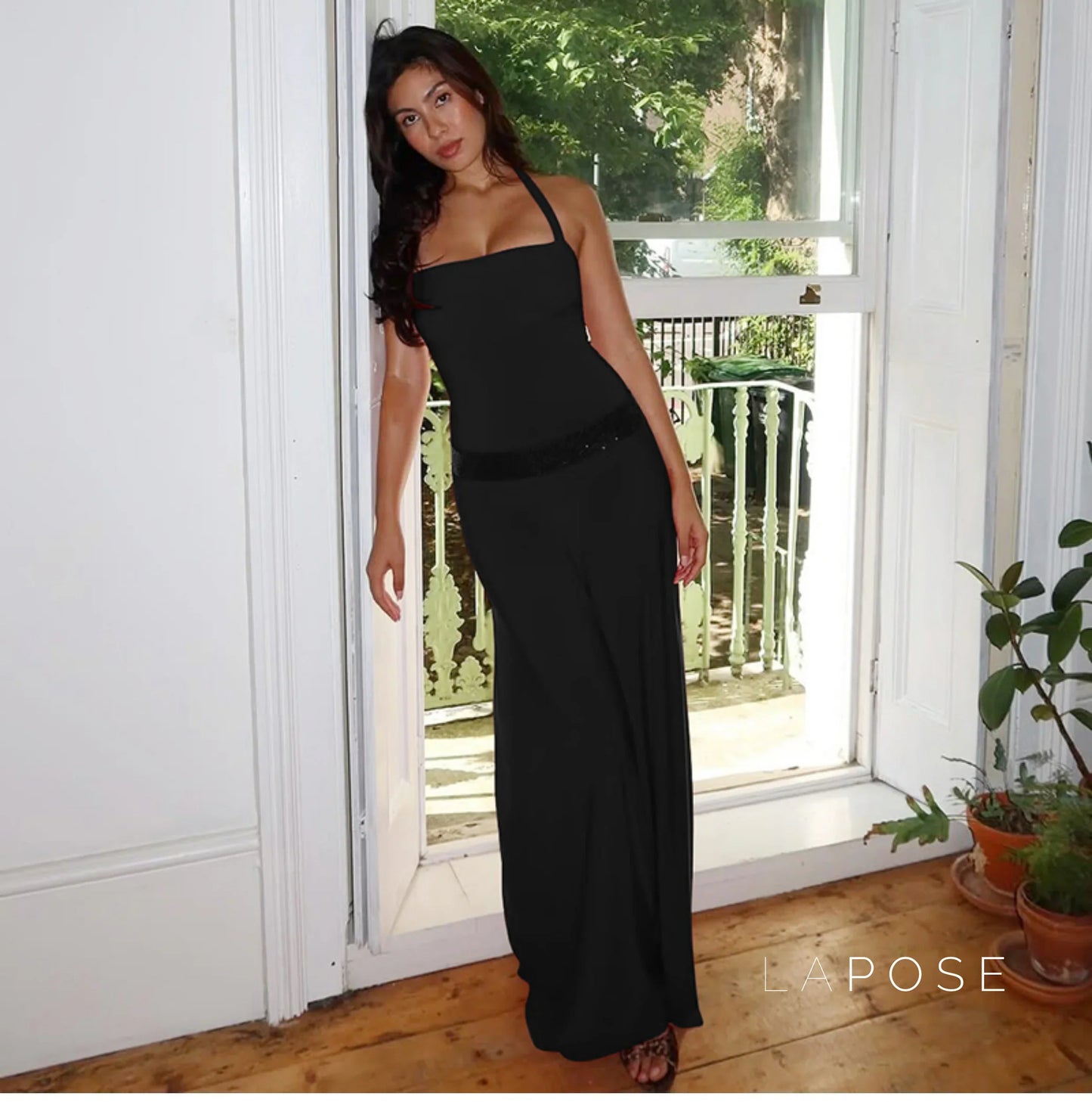 Eleanor Sequin Halter Maxi Dress