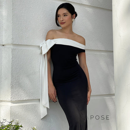Elyanna Off Shoulder Bow Maxi Dress