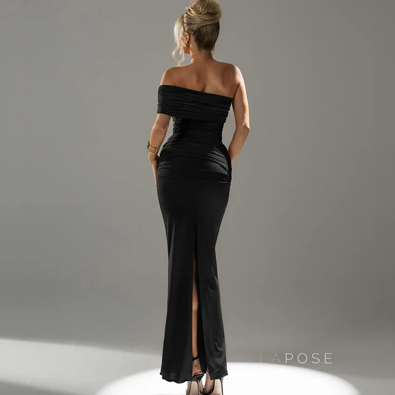 Hayat One-Shoulder Ruched Maxi Dress