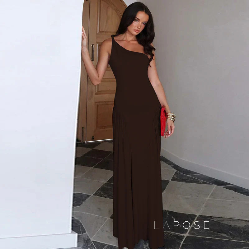 Kamoni One-Shoulder Ruched Maxi Dress