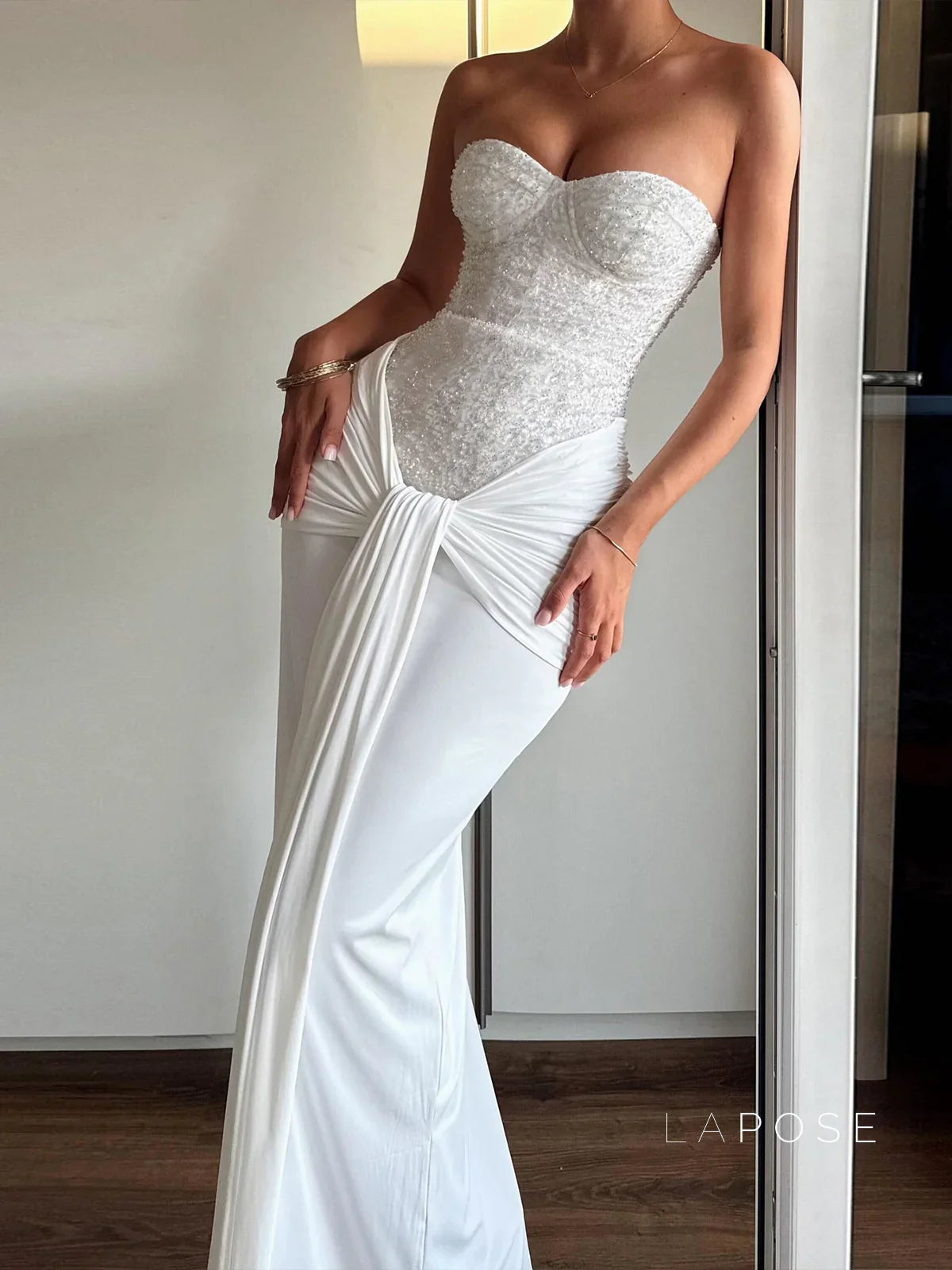 Lemon Strapless Sequin Maxi Dress