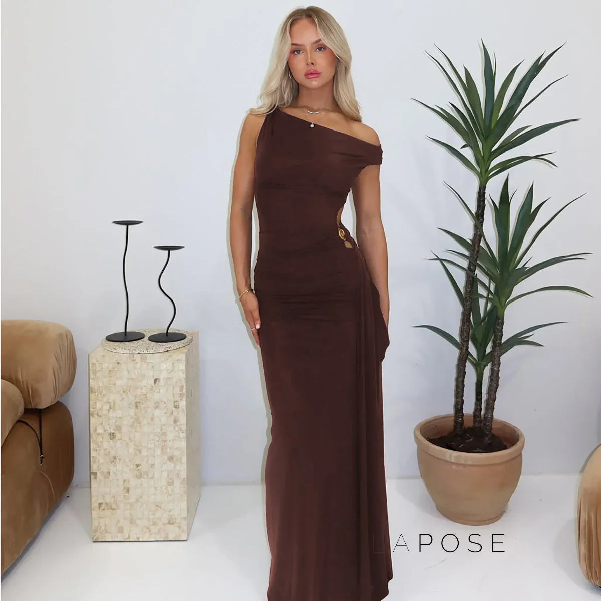 Maahi One-Shoulder Slit Maxi Dress