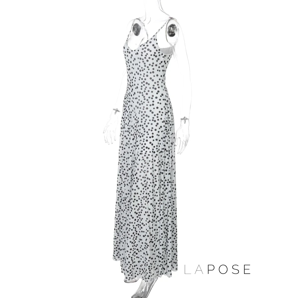 Zulema Polka Dot Mesh Midi Dress