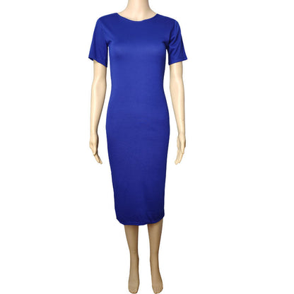 Women Casual Basic Solid Color Short Sleeve Midi Dress