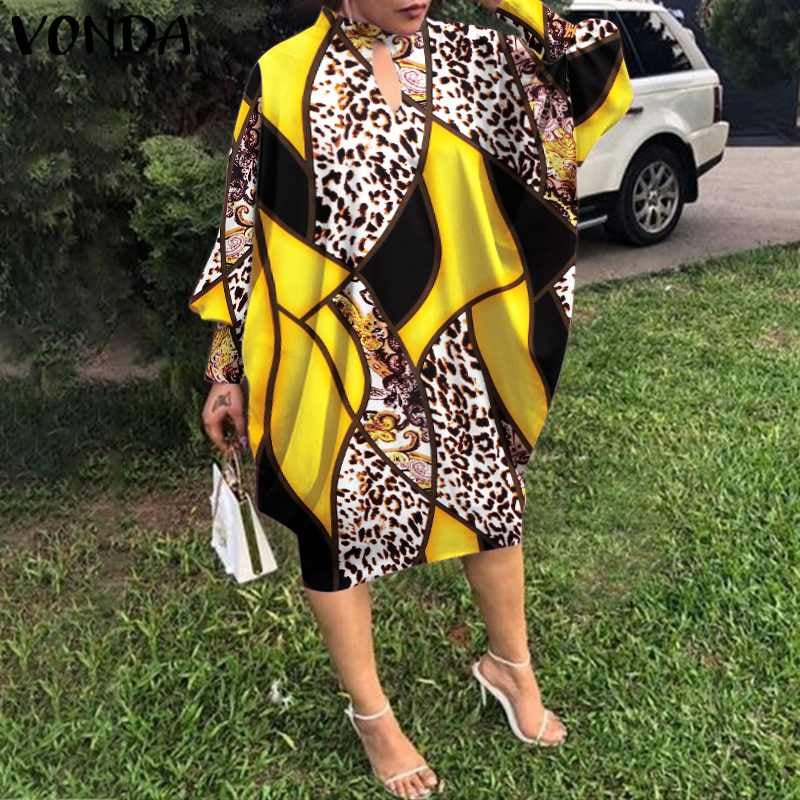 Women Casual Elegant Vintage Long Sleeve Floral Printed Midi Dress