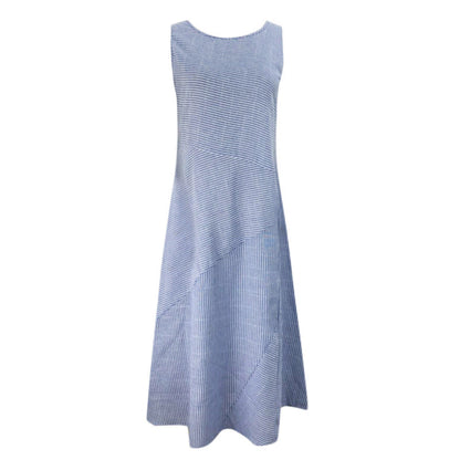 Women'S Plus Size Fashion Casual Stripe Sleeveless Plus Size Midi Dress