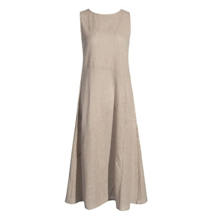 Women'S Plus Size Fashion Casual Stripe Sleeveless Plus Size Midi Dress