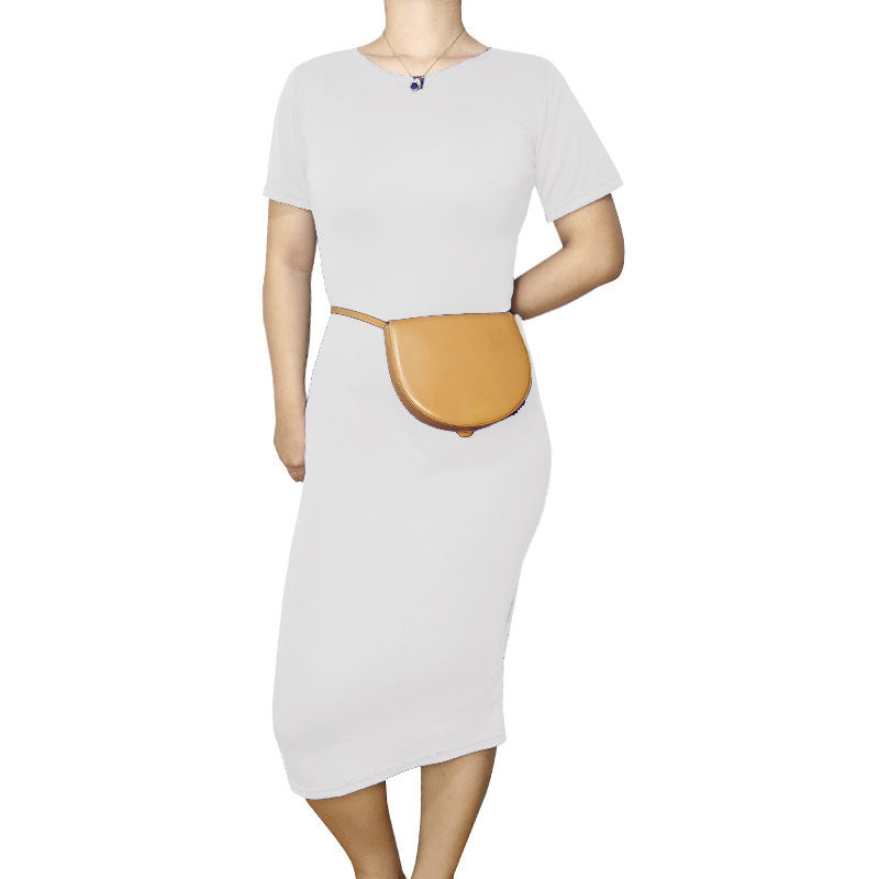 Women Casual Basic Solid Color Short Sleeve Midi Dress