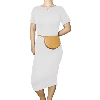 Women Casual Basic Solid Color Short Sleeve Midi Dress