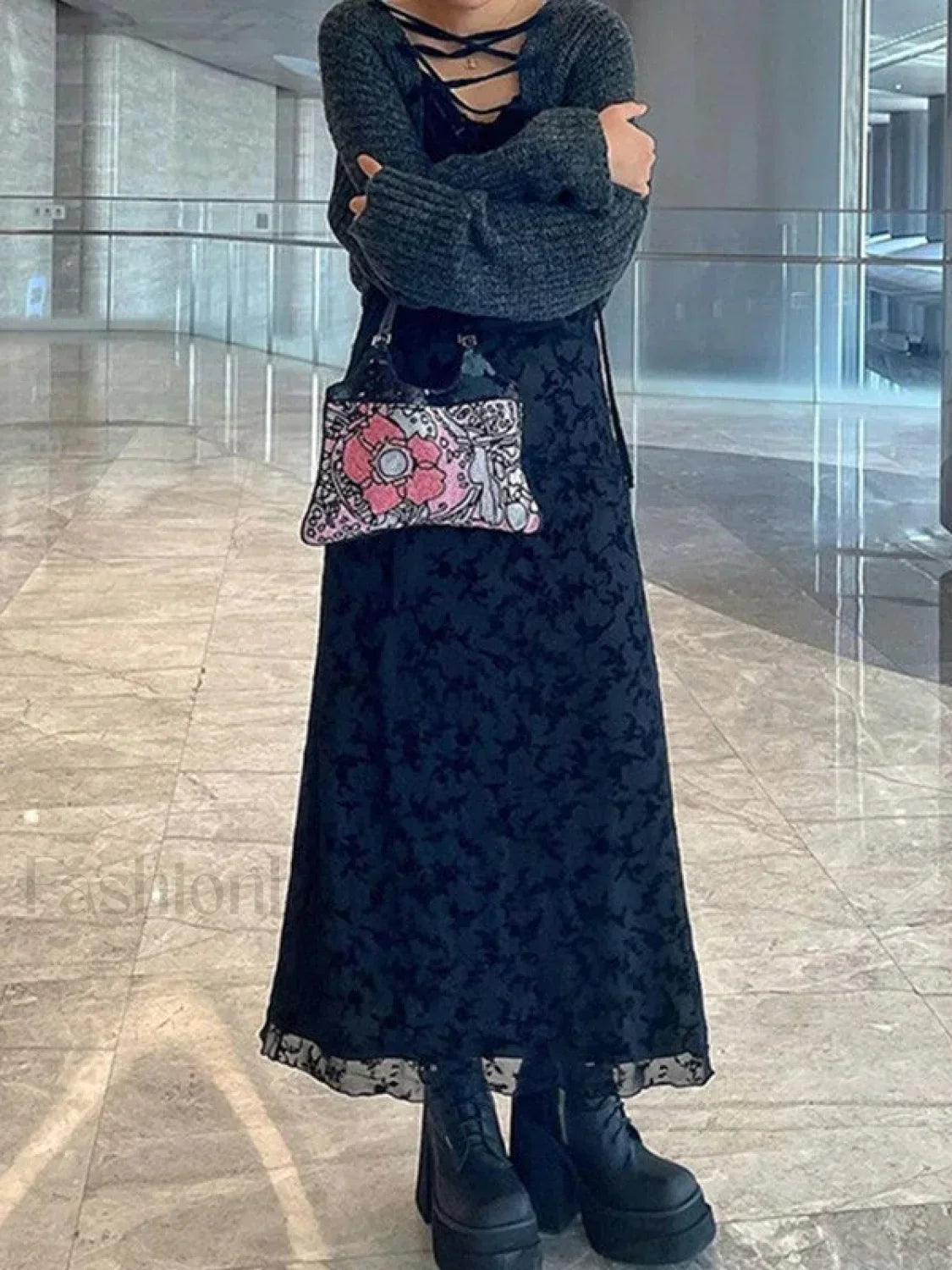 Mesh Paneled Floral Maxi Dress